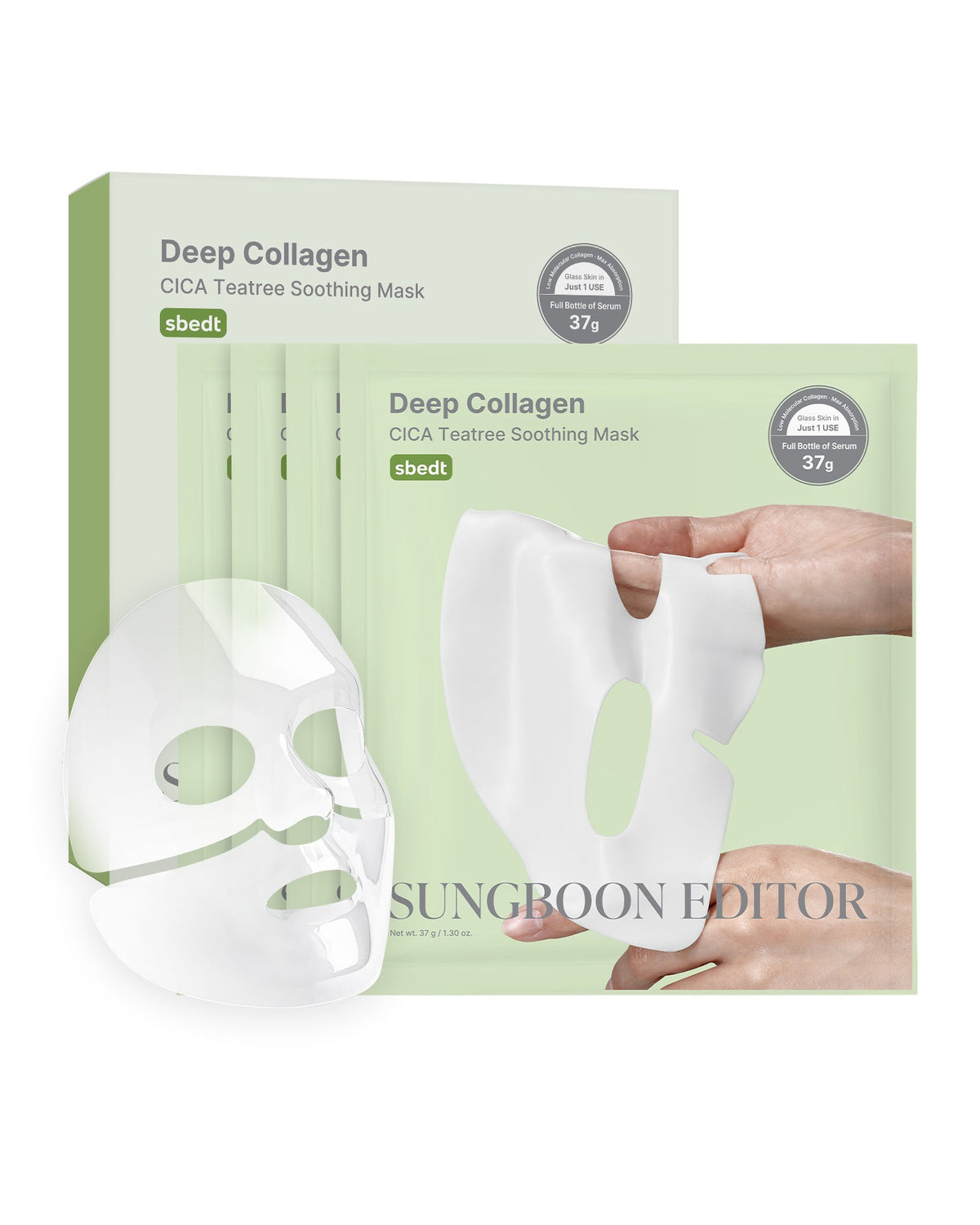 SUNGBOON EDITOR Deep Collagen Cica Teatree Soothing Mask 37g*4ea — official product image 2