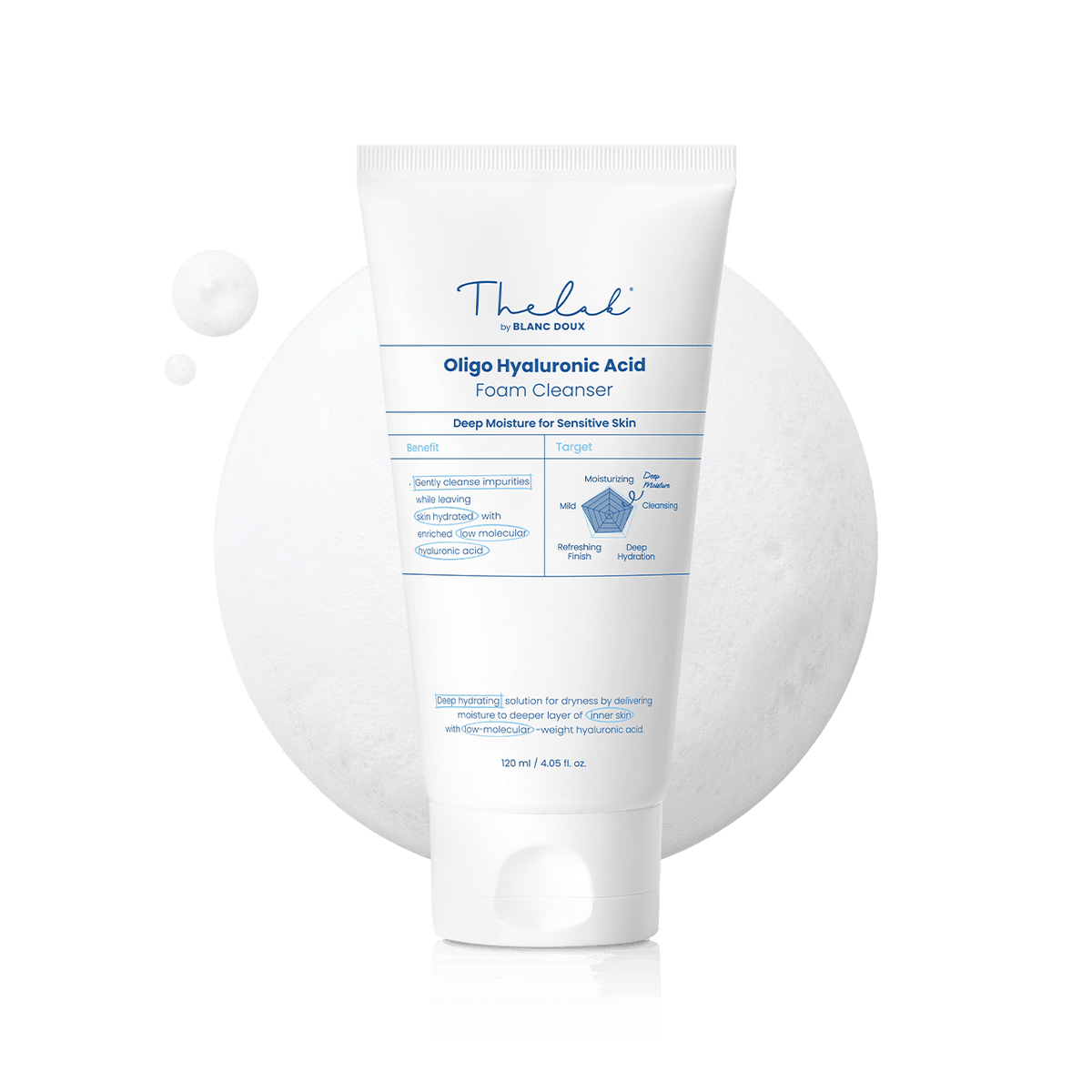 THE LAB by blanc doux Oligo Hyaluronic Acid Foam Cleanser 120ml — official product image 2