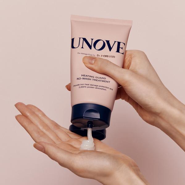 UNOVE Heating Guard No-Wash Hair Treatment 147ml - application before heat styling
