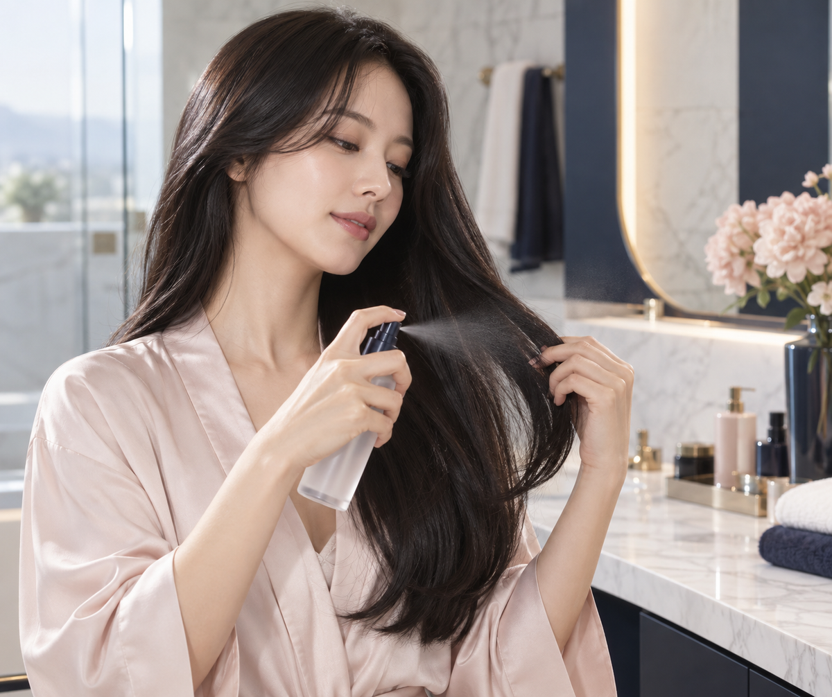 UNOVE No-Wash Water Ampoule Treatment 200ml - hair mist application lifestyle image