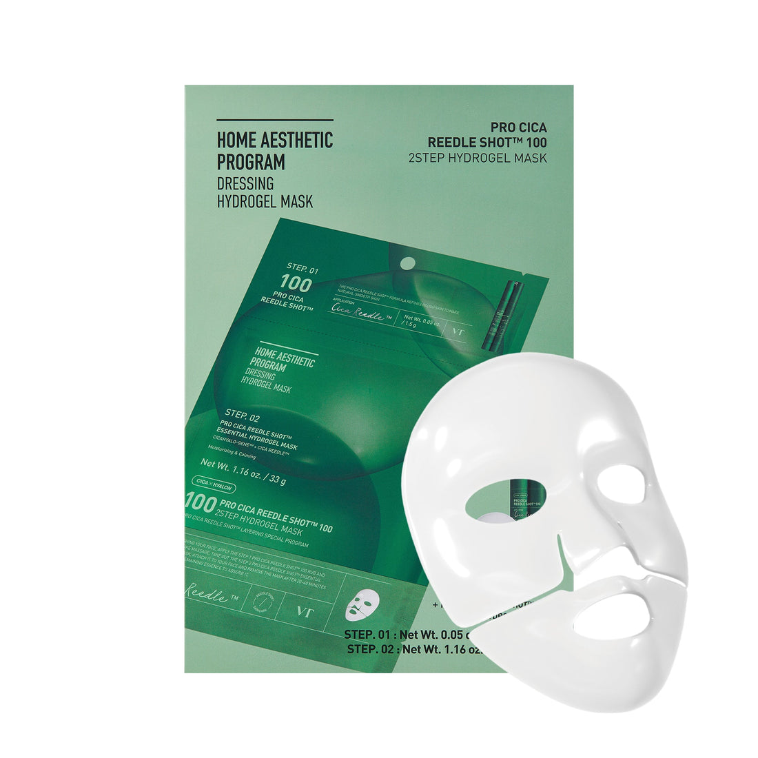VT Cosmetics PRO CICA Reedle Shot 100 2STEP Hydrogel Mask 4ea - official product image 2